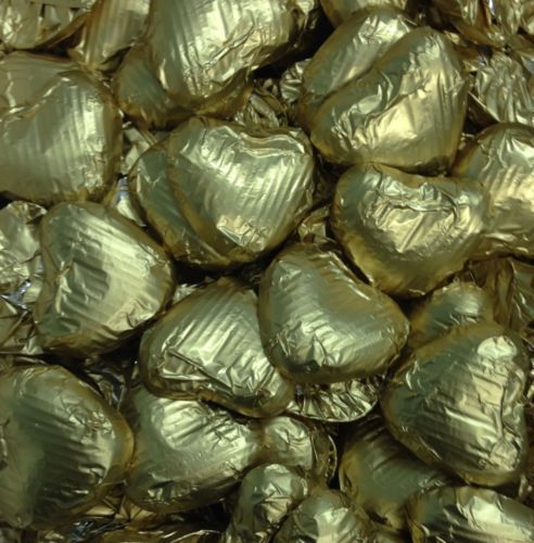 100-GOLD-FOIL-CHOCOLATE-LOVE-HEARTS-WEDDING-FAVOURS-VALENTINES-131410421740